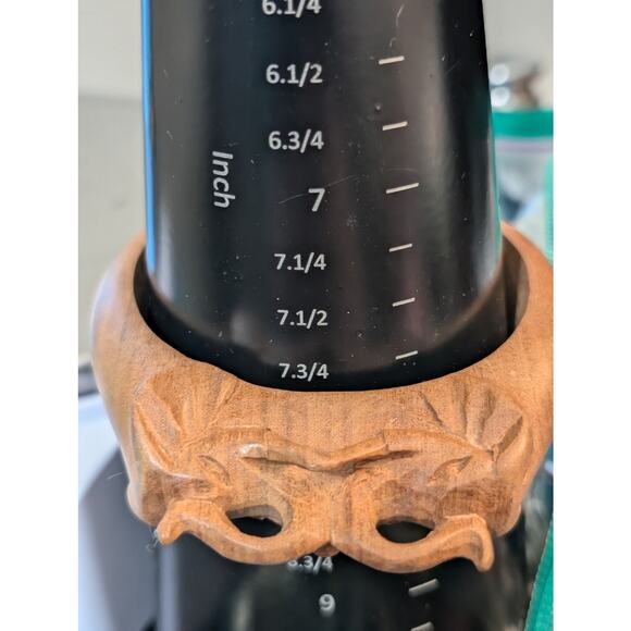 Carved Wooden Two Elephant Heads Bangle Bracelet - Picture 3 of 4